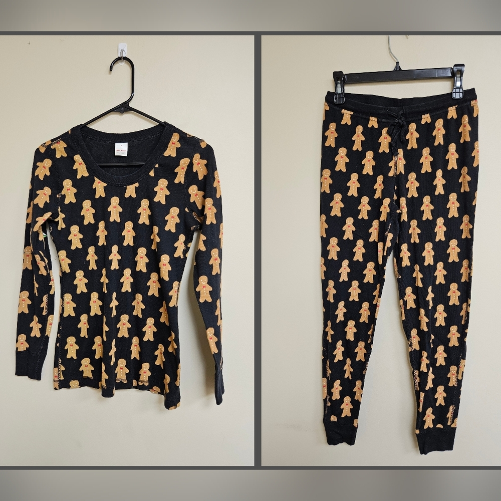 Hanna Andersson Women’s Gingerbread Man Holiday Winter Christmas Pajamas Size M